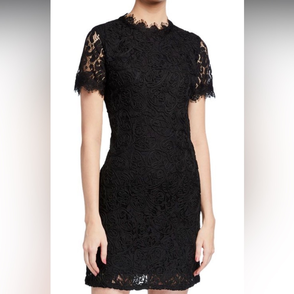 Dex Floral Black Lace Mini Dress